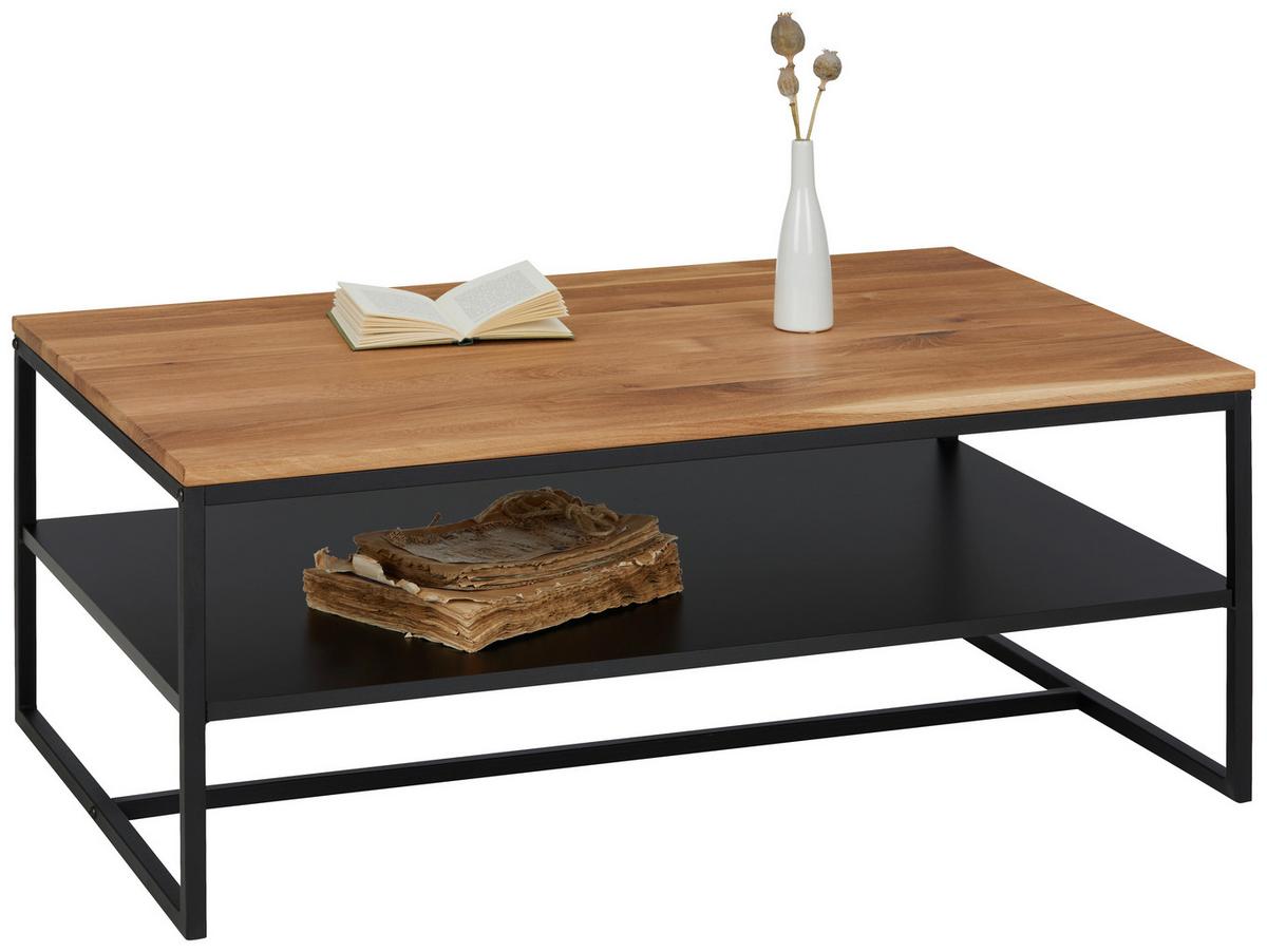 Konferenční stolek Dallas, barvy dubu, š: 110 cm - černá/barvy dubu, Lifestyle, kov/dřevo (110/70/45cm) - Based