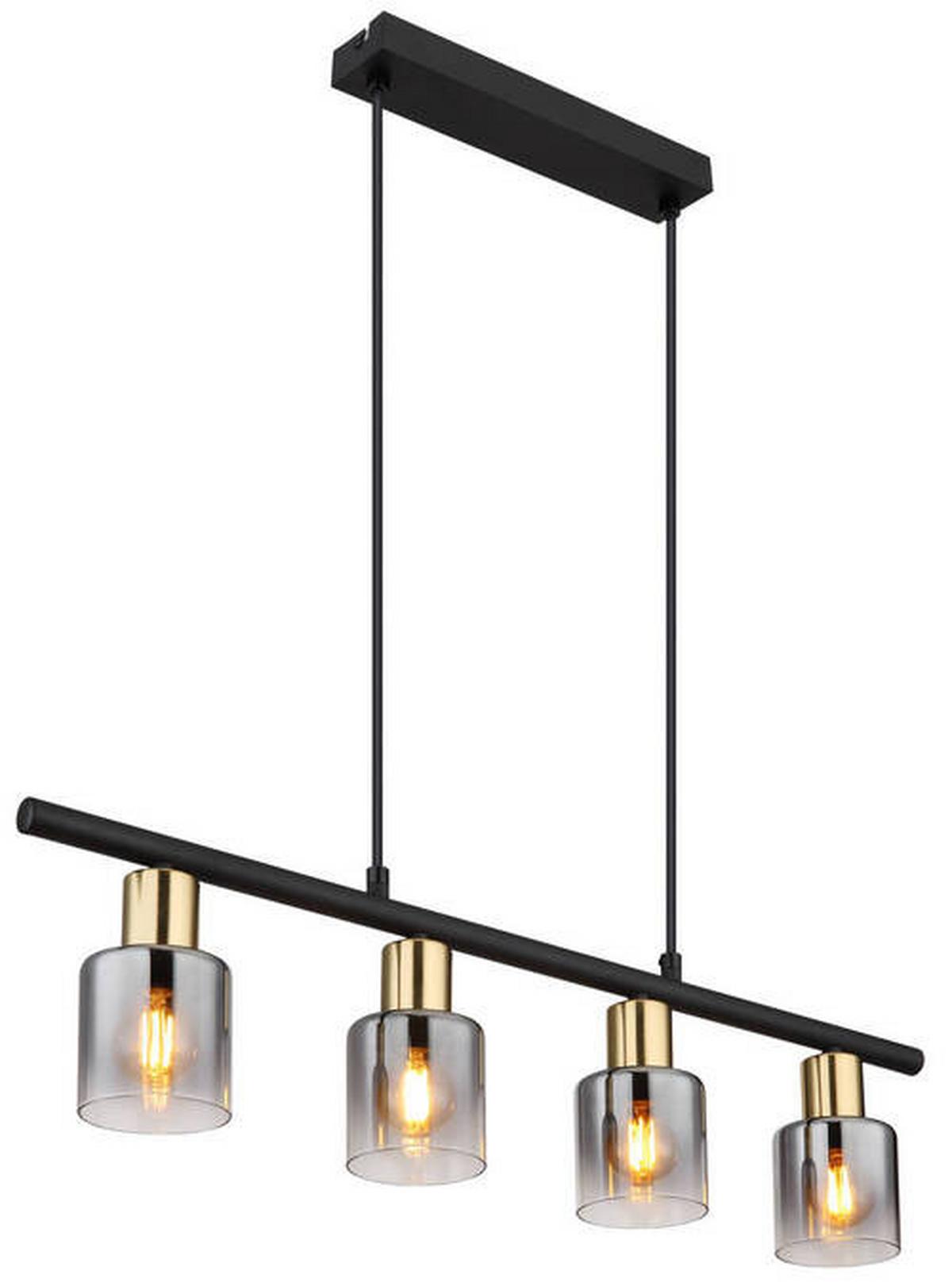Függőlámpa 54310-4h - fekete/aranyszínű, Design, Üveg/fém (65/8/120cm) - Globo