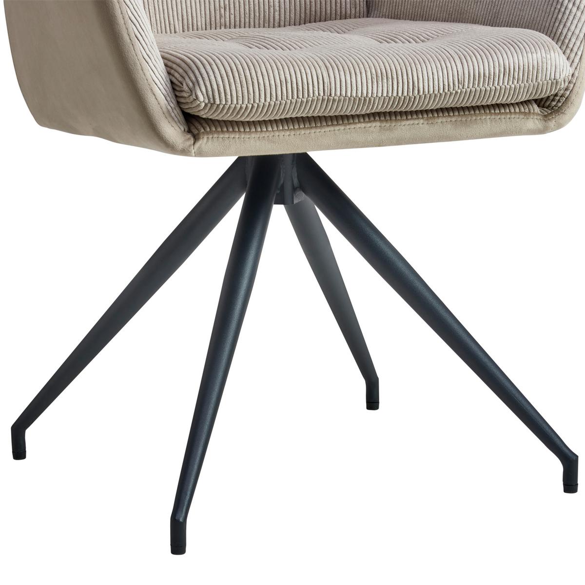 Armlehnstuhl Nizza - Beige/Schwarz, LIFESTYLE, Textil/Metall (60/94/64cm) - MID.YOU