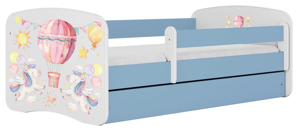 Kinder-/Juniorbett Babydreams Inkl. Matratze 80x160 - Blau/Birkefarben, MODERN, Holz/Holzwerkstoff (80/160cm) - MID.YOU