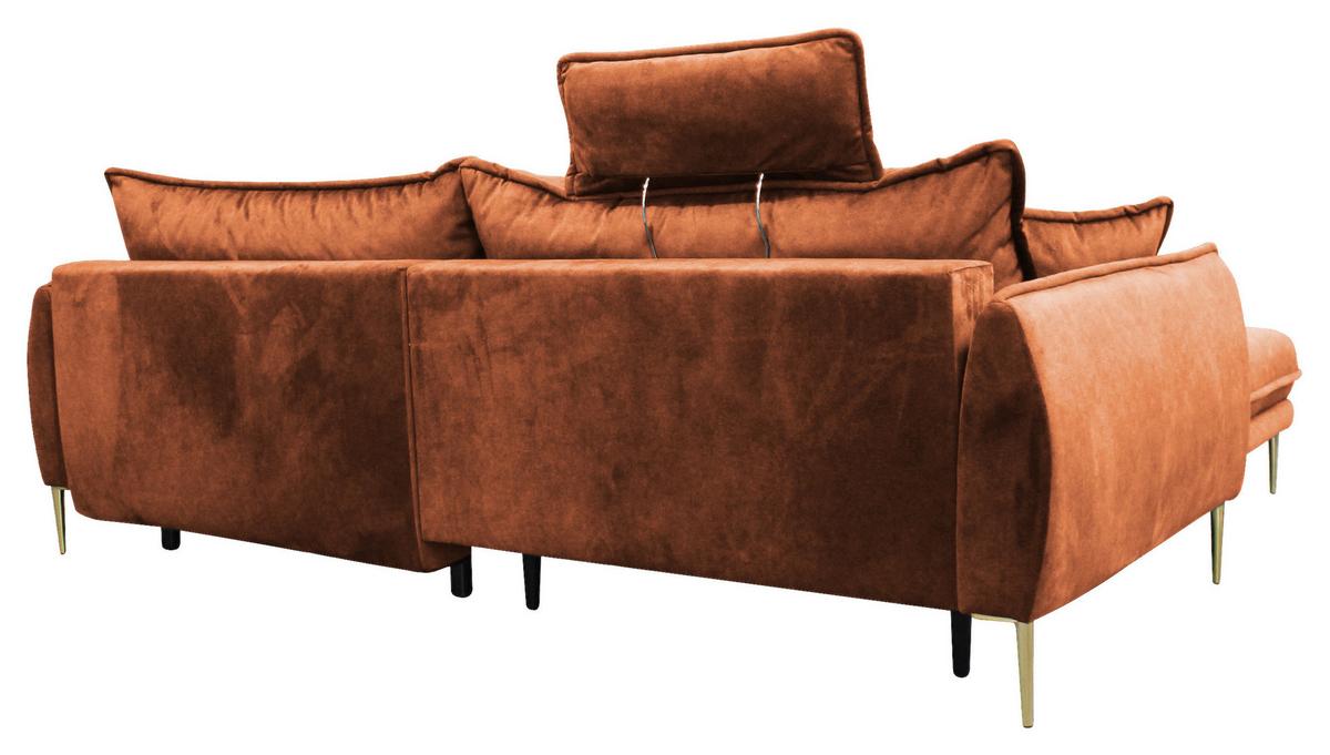 Ecksofa Whisper Rostfarben S:196x264cm - Rostfarben/Goldfarben, Design, Textil (196/264cm) - MID.YOU