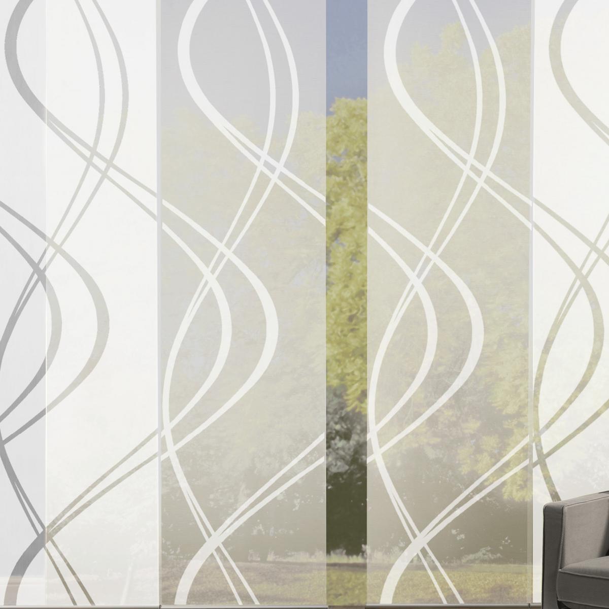 Flächenvorhang 4-Tlg. Tiberio B: 60 cm, Weiß Halbtransparent - Weiß, MODERN, Textil (60/245cm)