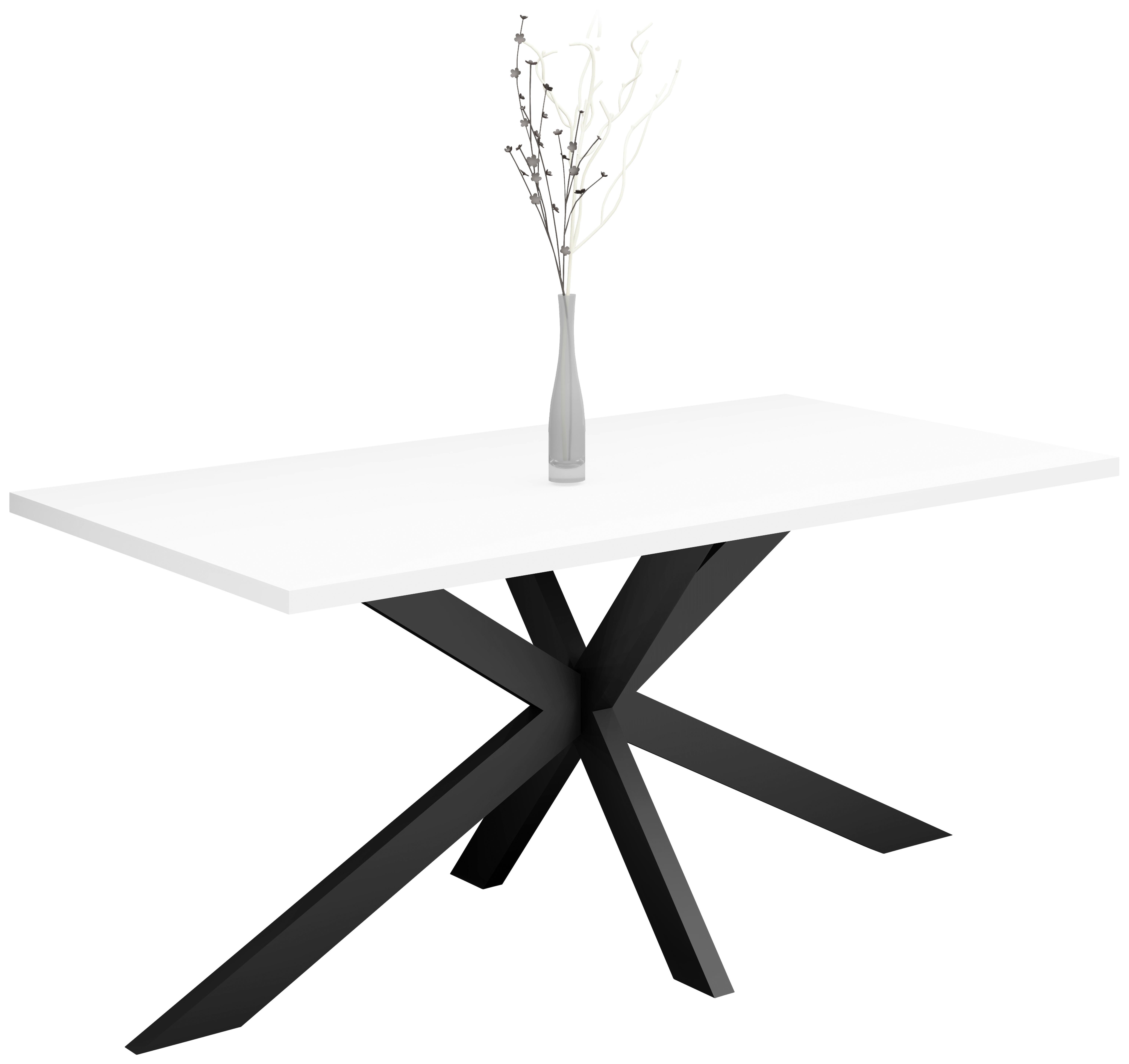 Esstisch Alex Schwarz, Weiß - Schwarz/Weiß, MODERN, Holzwerkstoff/Metall (160/90/78cm) - Livetastic