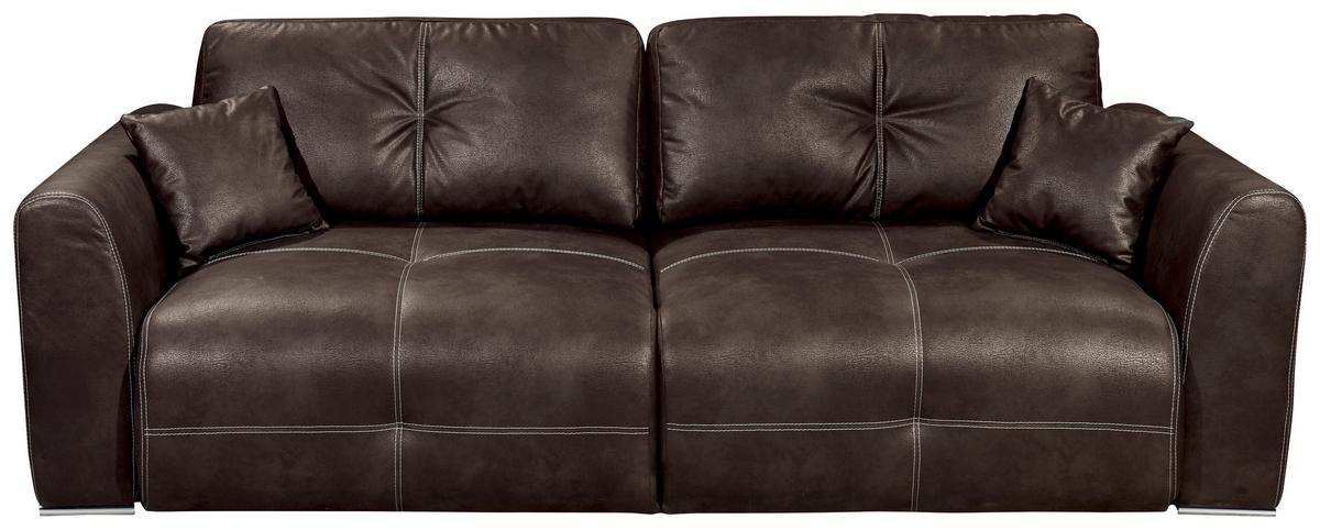Schlafsofa Dolan Lux.3dl Braun - Hellbraun/Chromfarben, MODERN, Textil (245/85/115cm) - Livetastic