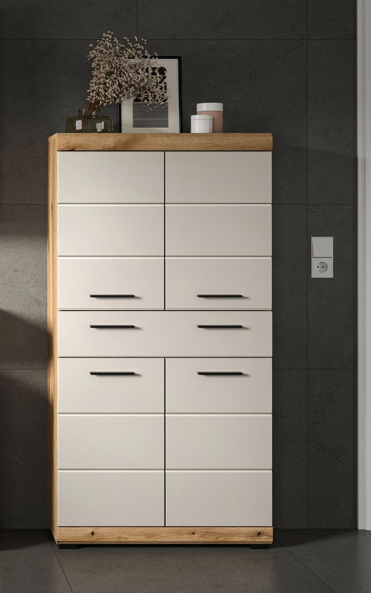 Midischrank Scout Kaschmir/Naturfarben B: 74 cm - Kaschmir/Schwarz, MODERN, Holzwerkstoff (74/141/31cm) - MID.YOU