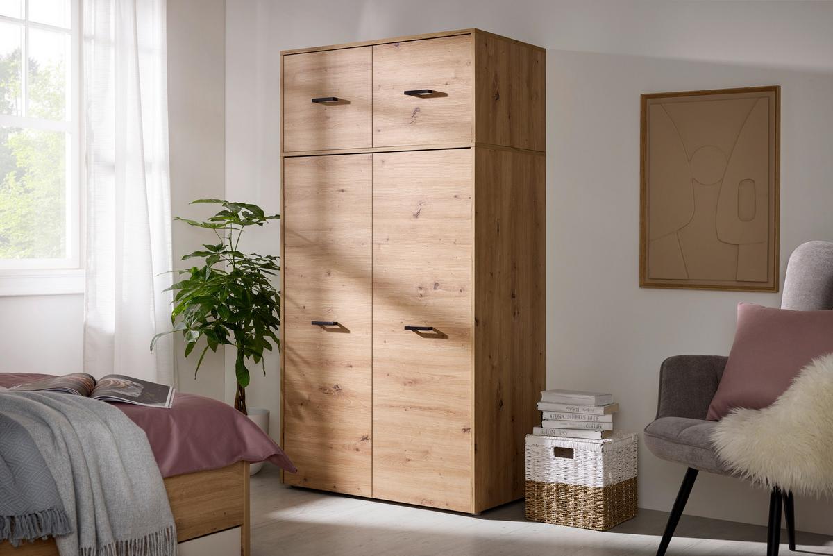 ŠATNÍ SKŘÍŇ KIVO - černá/dub artisan, Moderní, kompozitní dřevo/plast (90/129,8/52,1cm)