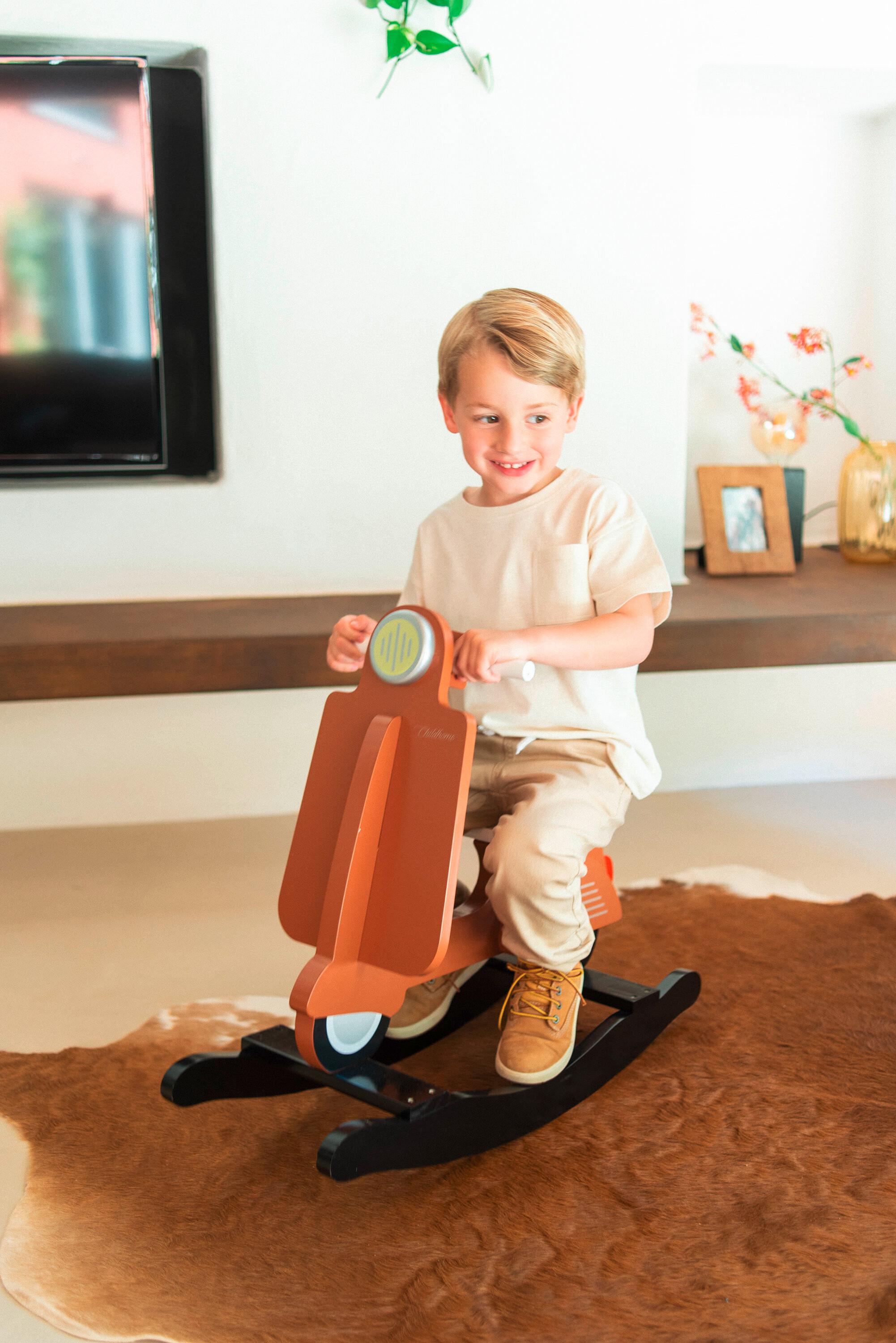 Schaukeltier Roller Schwarz, Rostfarben, L: 70 cm - Rostfarben/Schwarz, KONVENTIONELL, Holzwerkstoff (70/25/57cm) - Childhome