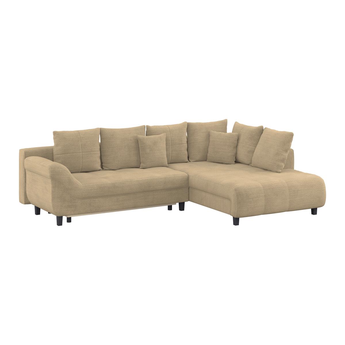 Ecksofa mit Schlaffunktion Mendoza New Chenille 309x197cm - Beige/Schwarz, KONVENTIONELL, Textil (309/197cm) - Ondega