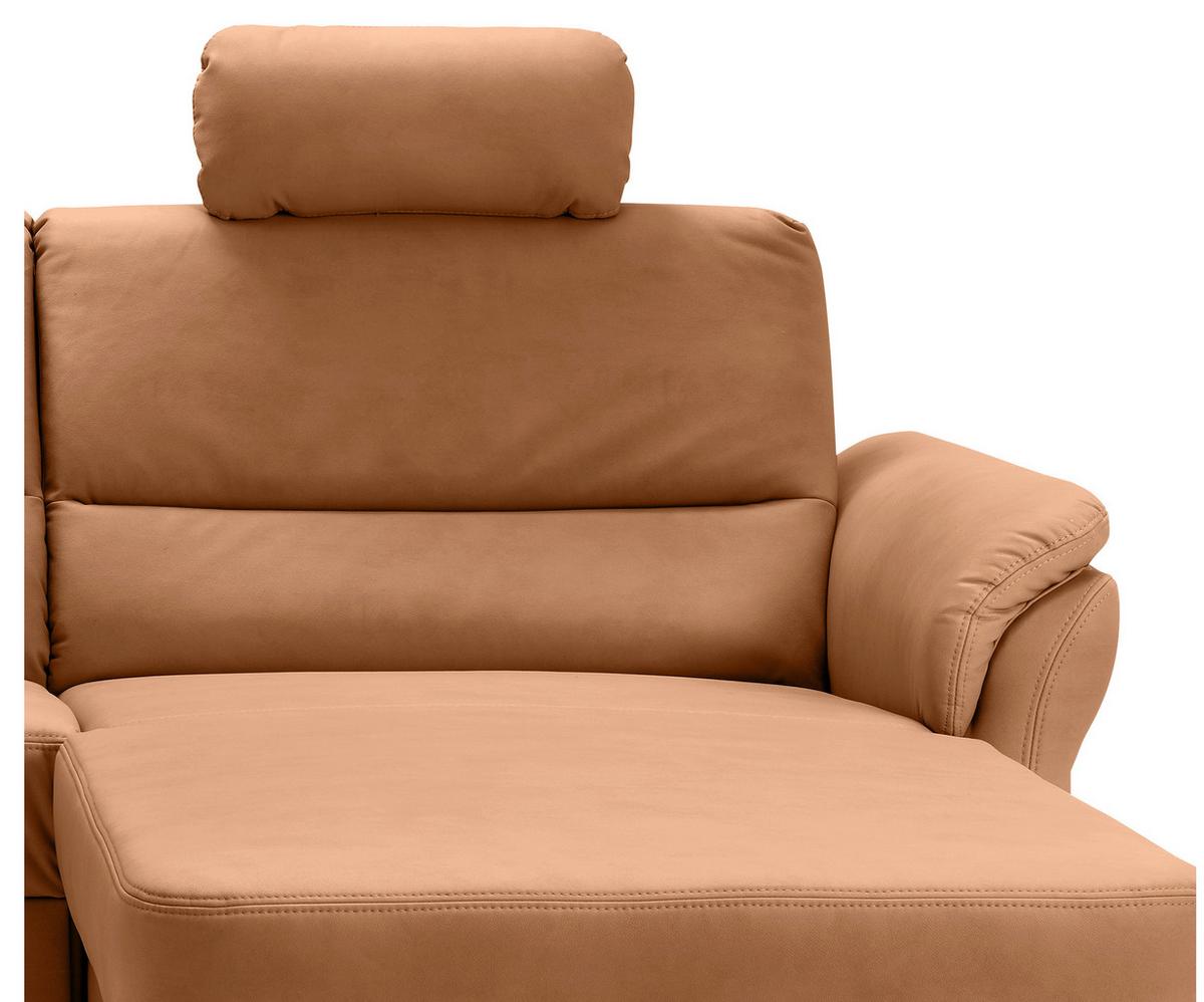 Ecksofa Cavoli, Cognac S: 279x176 cm - Cognac/Schwarz, MODERN, Textil (279/176cm) - Livetastic