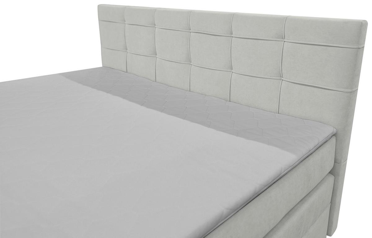 Boxspringbett Mitto mit Topper 200x200 cm - Silberfarben/Schwarz, KONVENTIONELL, Textil/Metall (200/200cm)