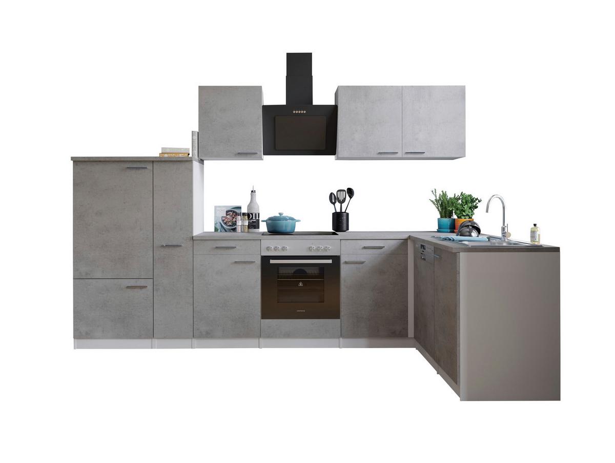 Eckküche Malia 310x172 Cm Grau, Mit Geräte - Weiß/Grau, Basics, Holzwerkstoff (310/172cm) - Respekta