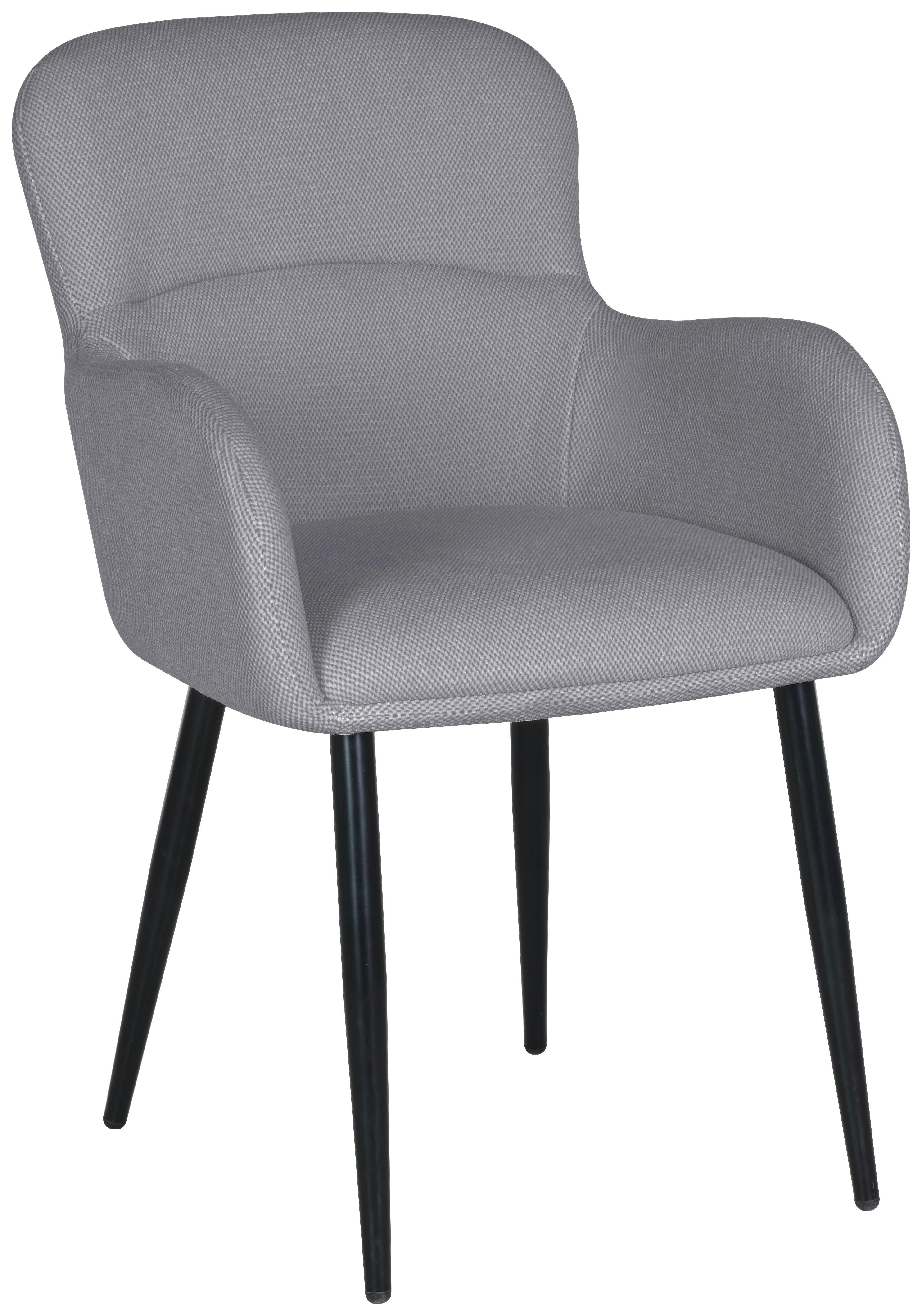 Armlehnstuhl Serena Leinenoptik Grau, B: 56 cm - Schwarz/Grau, KONVENTIONELL, Holz/Textil (56/88/61cm)