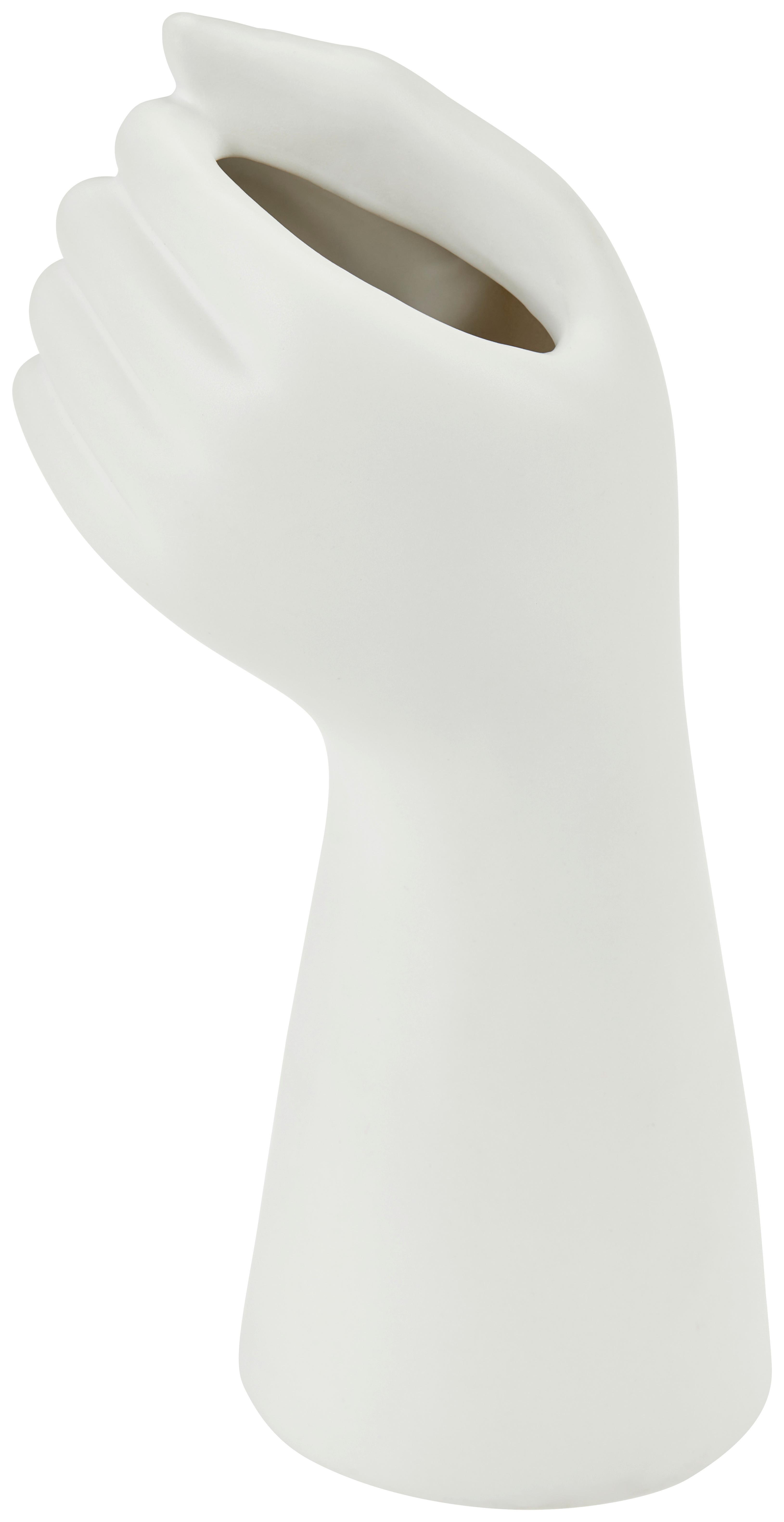 Vase Shane Porzellan Weiß H: 21,5 cm - Weiß, MODERN, Keramik (9/7,5/21,5cm) - Luca Bessoni