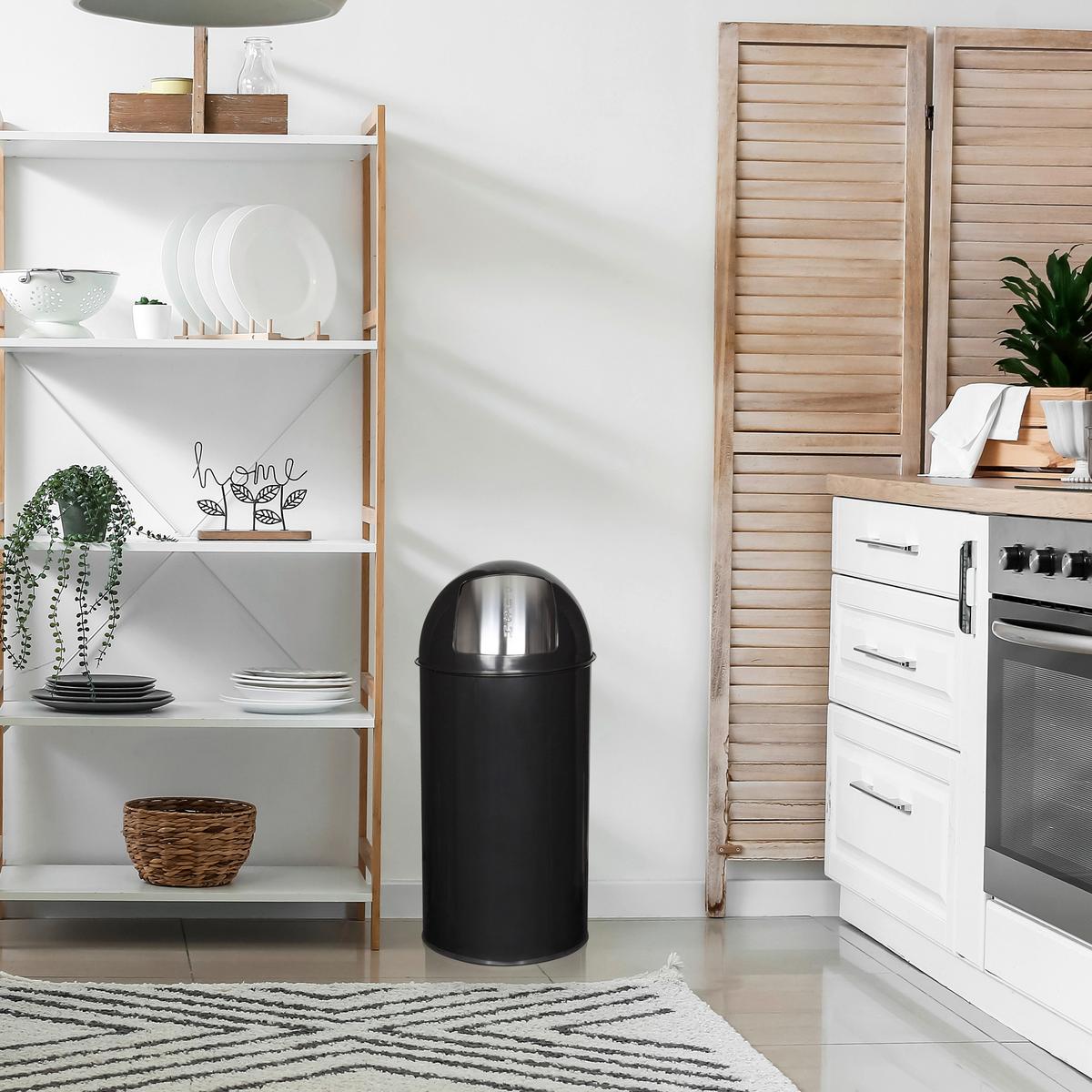 Abfallsammler Push 35l - Schwarz, Basics, Kunststoff/Metall (30/66/30cm) - MID.YOU