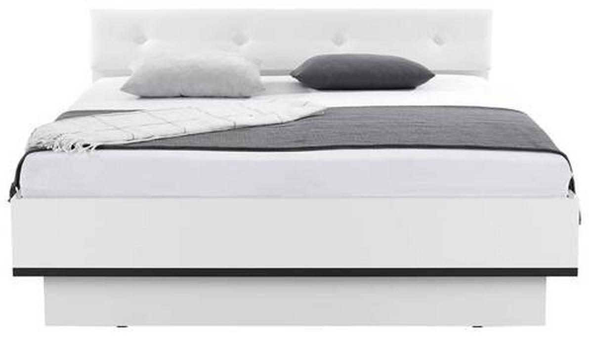 Futonbett 180x200 Cm Lucca Weiß Hochglanz/grau - Weiß/Grau, MODERN, Leder/Holzwerkstoff (180/200cm)