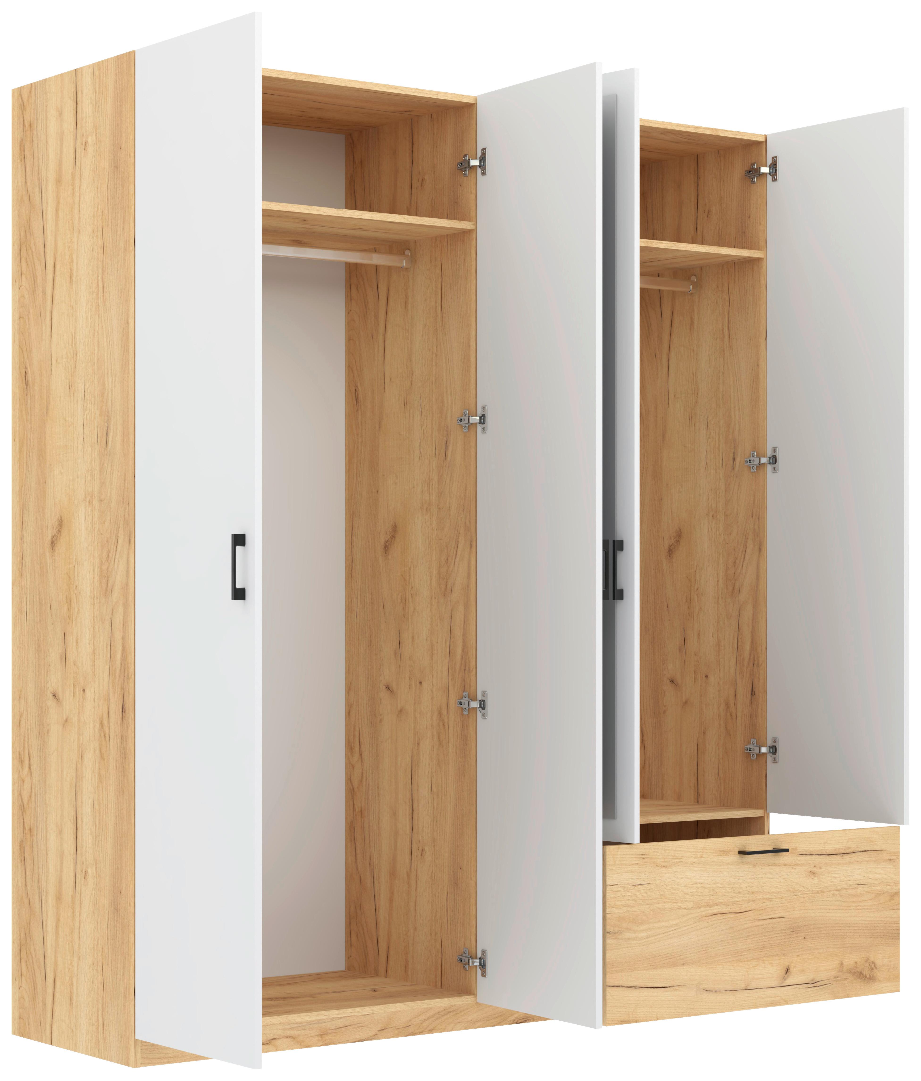 Kleiderschrank Mila - Klar/Eiche Artisan, KONVENTIONELL, Glas/Holzwerkstoff (180/210/54cm)