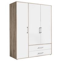 Kleiderschrank Lembo - Weiß/Eiche San Remo, KONVENTIONELL, Holzwerkstoff (155/195/60cm)