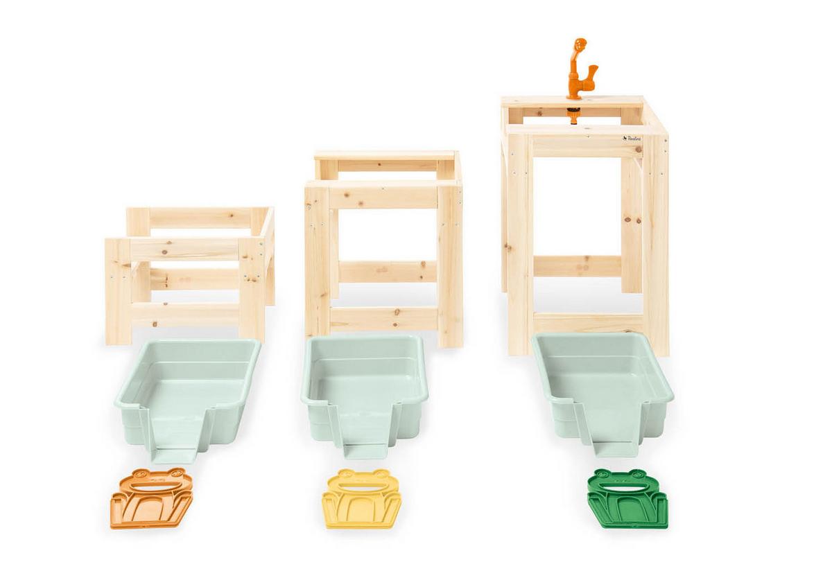 Kinderspieltisch 3er Set natur - Naturfarben, Basics, Holz (39,5/61/98cm) - Pinolino