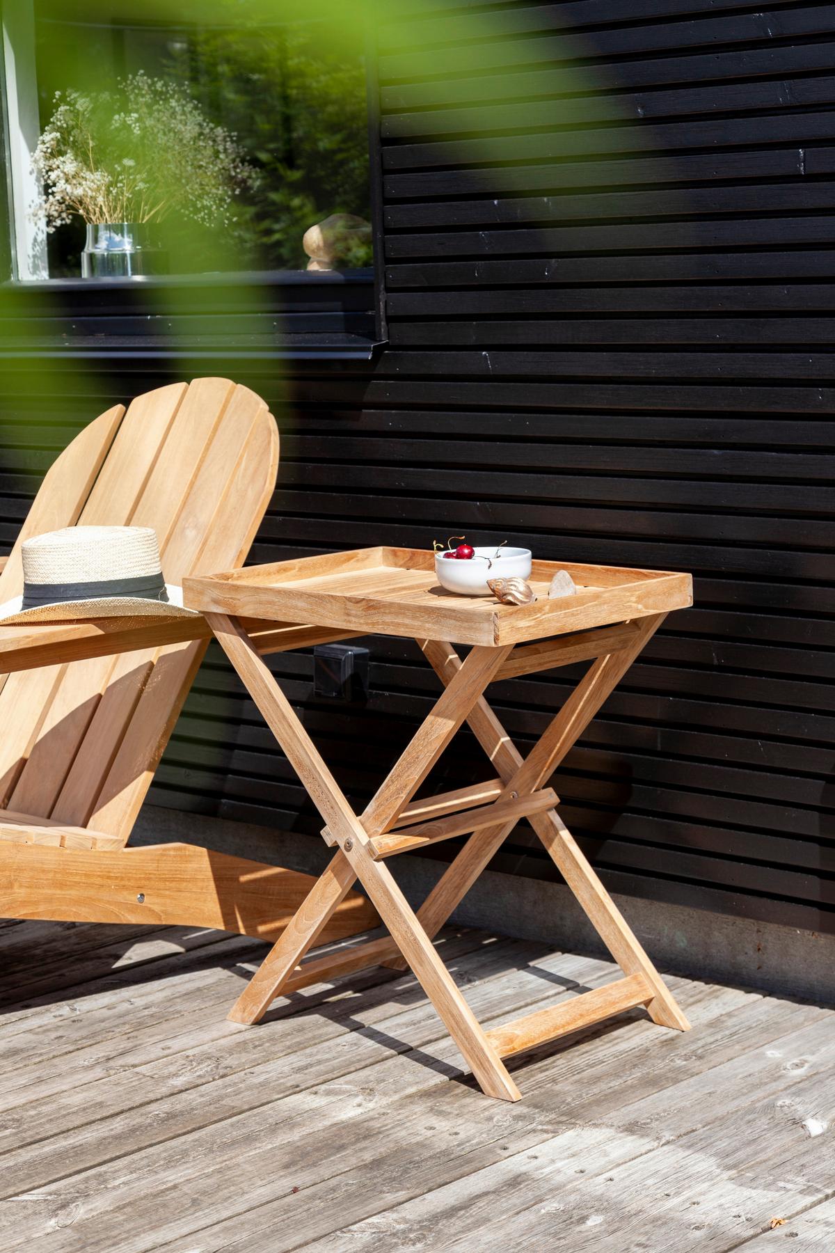 Gartentisch Klappbar Tray Table Teakholz L 60 Cm - Teakfarben, KONVENTIONELL, Holz (60/40/65cm) - MID.YOU