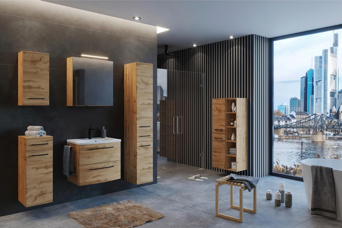 Unterschrank Manchester B: 30 cm Eiche Wotan Dekor - Eichefarben/Eiche Wotan, MODERN, Holzwerkstoff (30/79/35cm) - Held