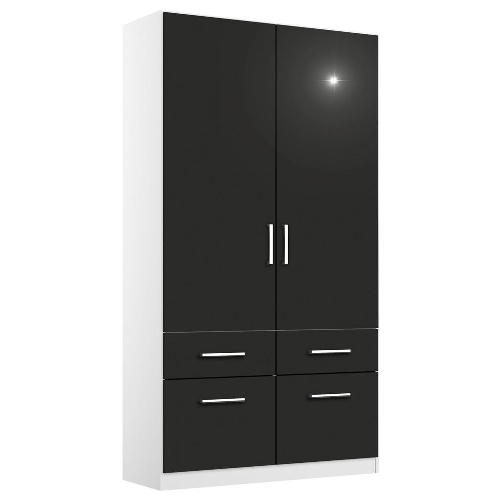 Drehtürenschrank B: 91 cm Belrin Weiß/Grau