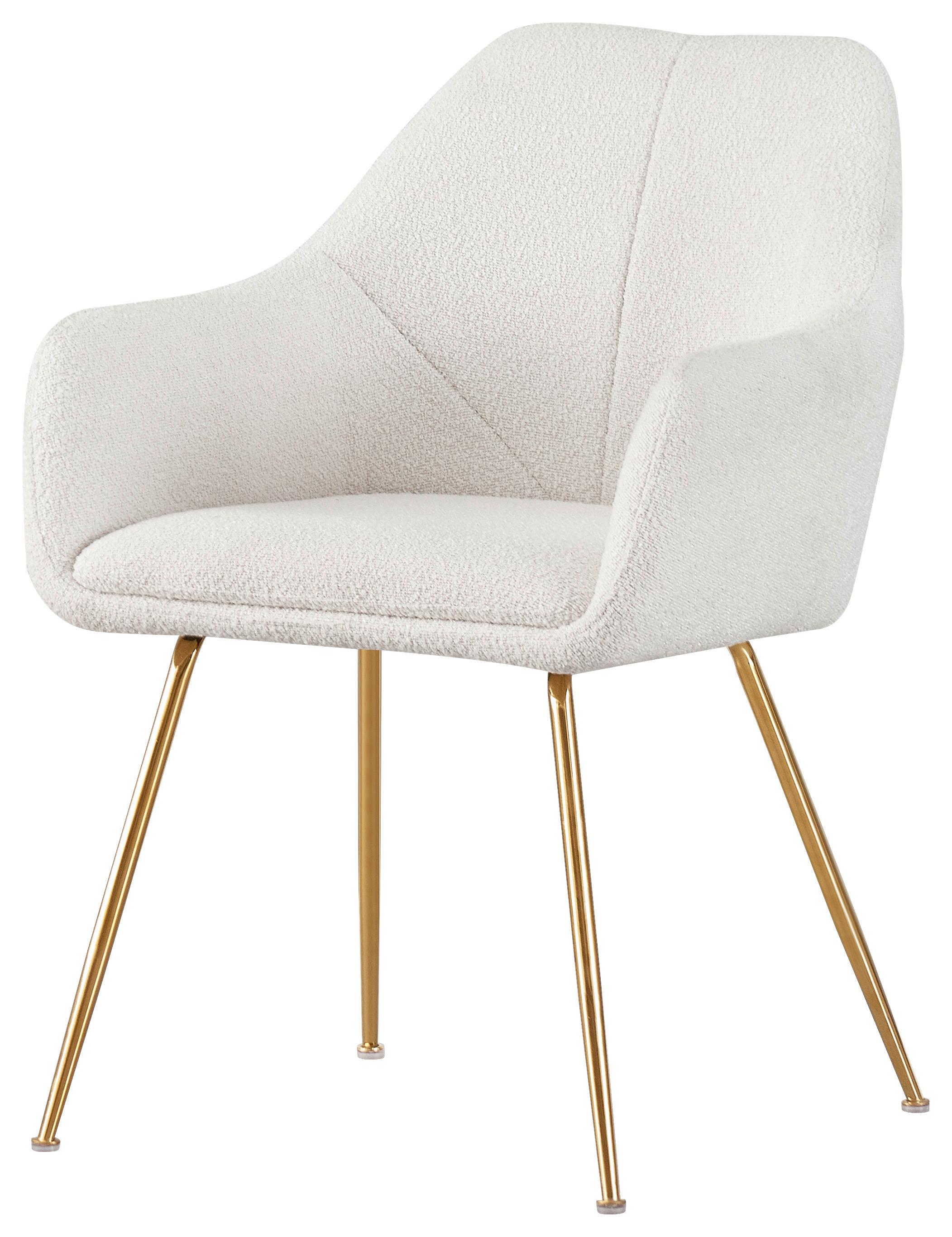 Szék Sara - krémszínű/aranyszínű, Modern, textil/fém (57/81,5/61cm) - MID.YOU