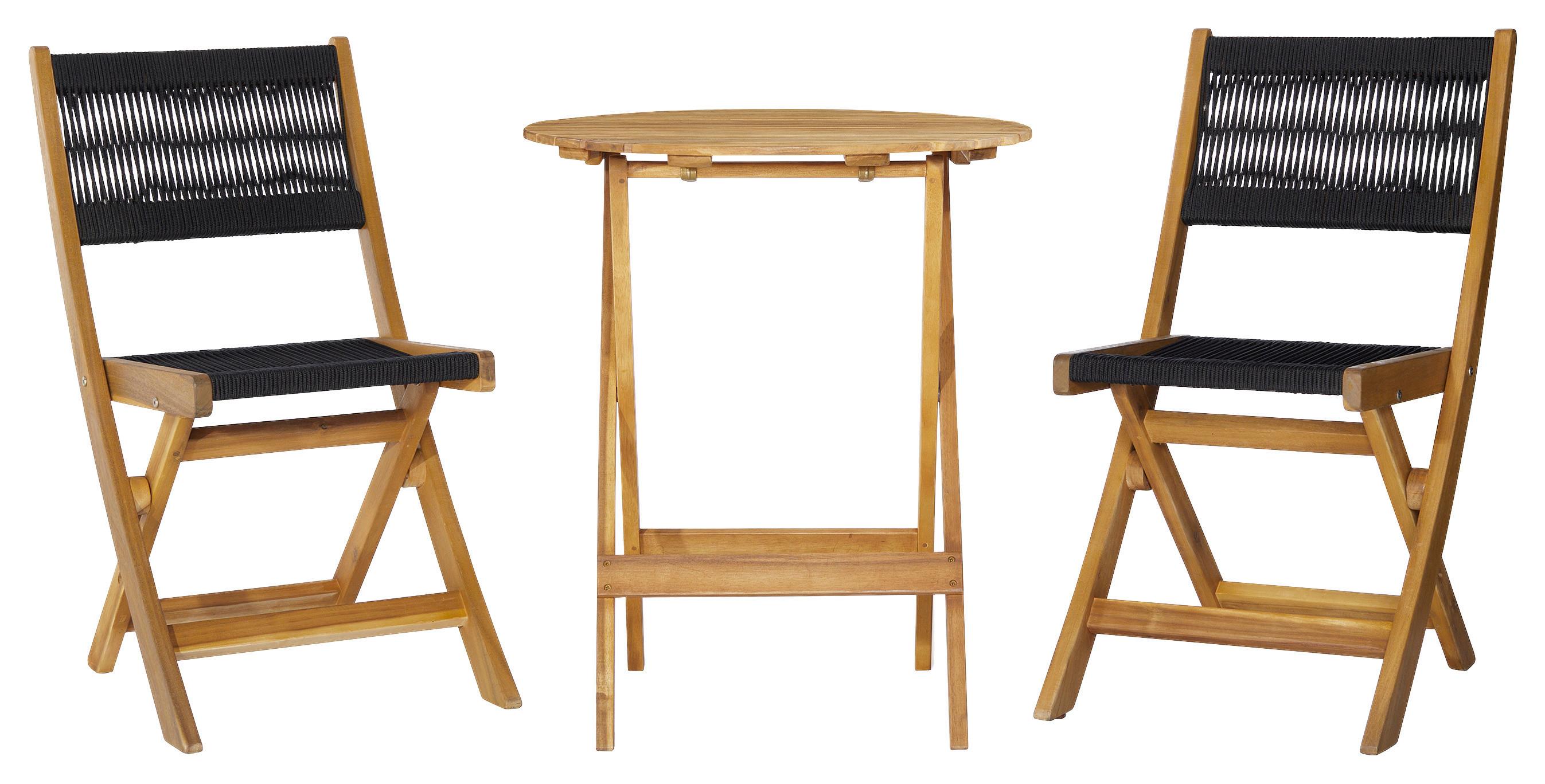 Balkonset Bistro - Schwarz/Akaziefarben, MODERN, Holz/Kunststoff - Ambia Garden
