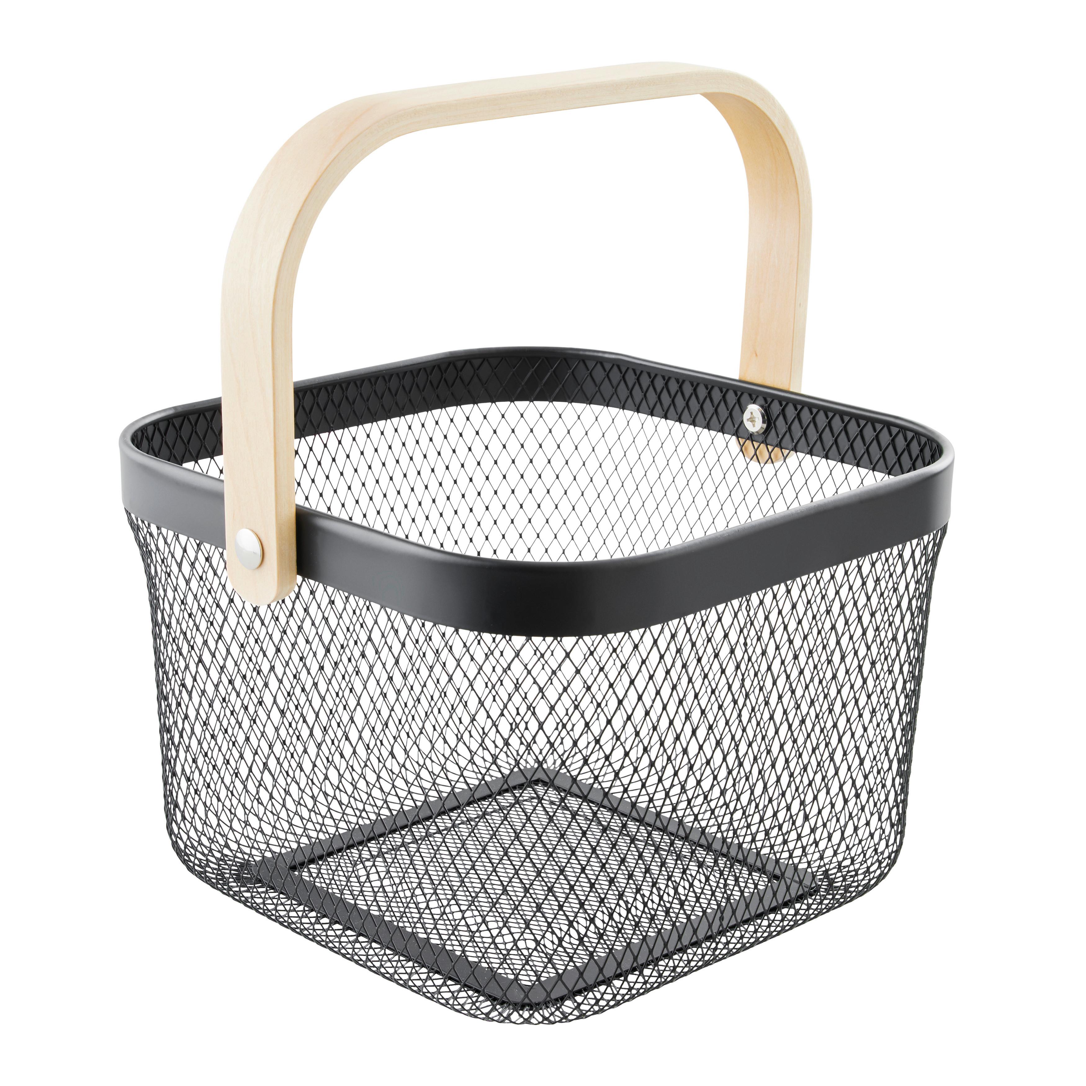 Univerzálny košík BETTY - čierna, Modern, kov/drevo (26.8/25.5/17.5cm) - Mömax