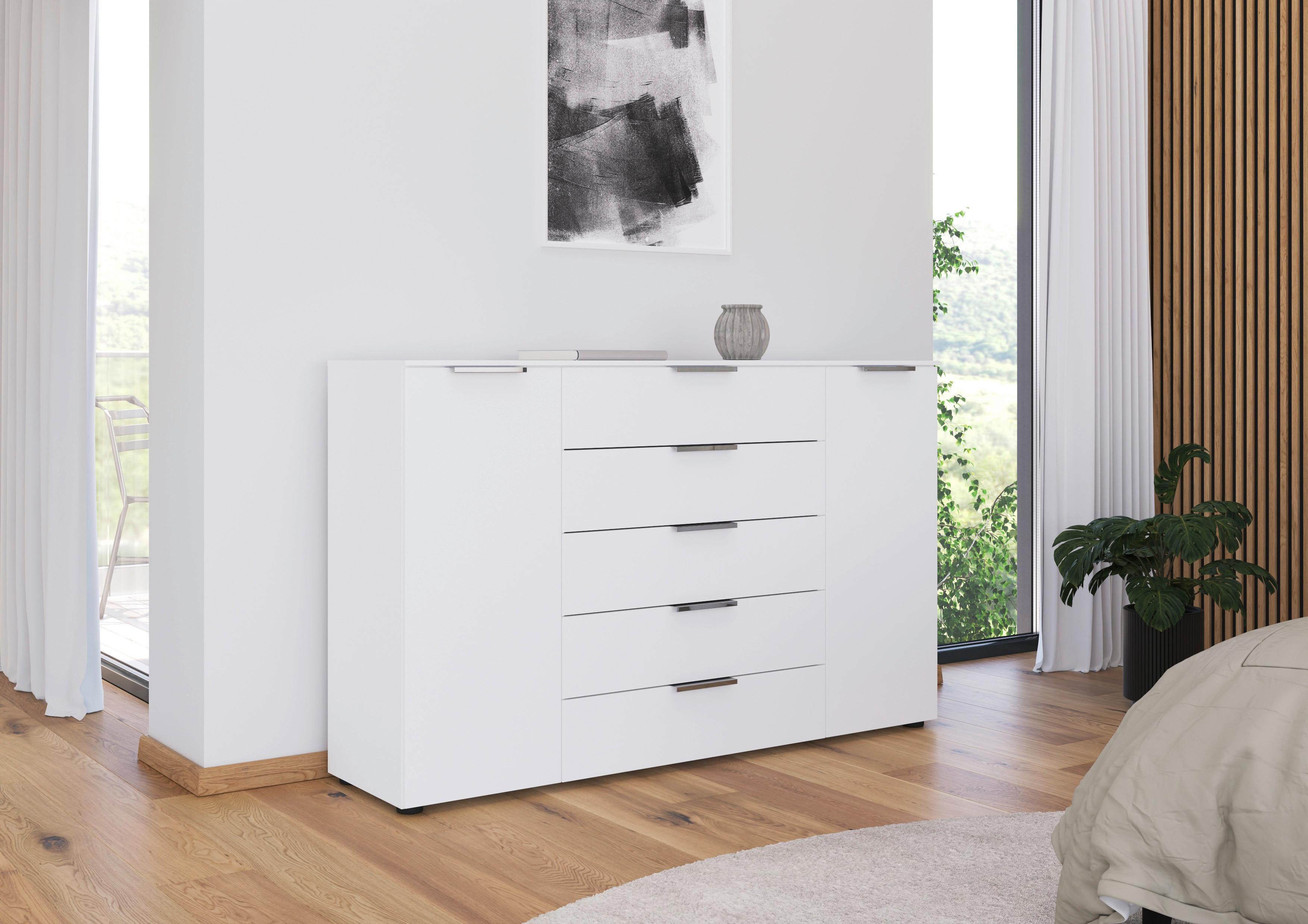 Kommode Flipp Weiß/Graphitfarben B: 160 cm - Chromfarben/Schwarz, MODERN, Holzwerkstoff (160/100/42cm) - Rauch Möbel