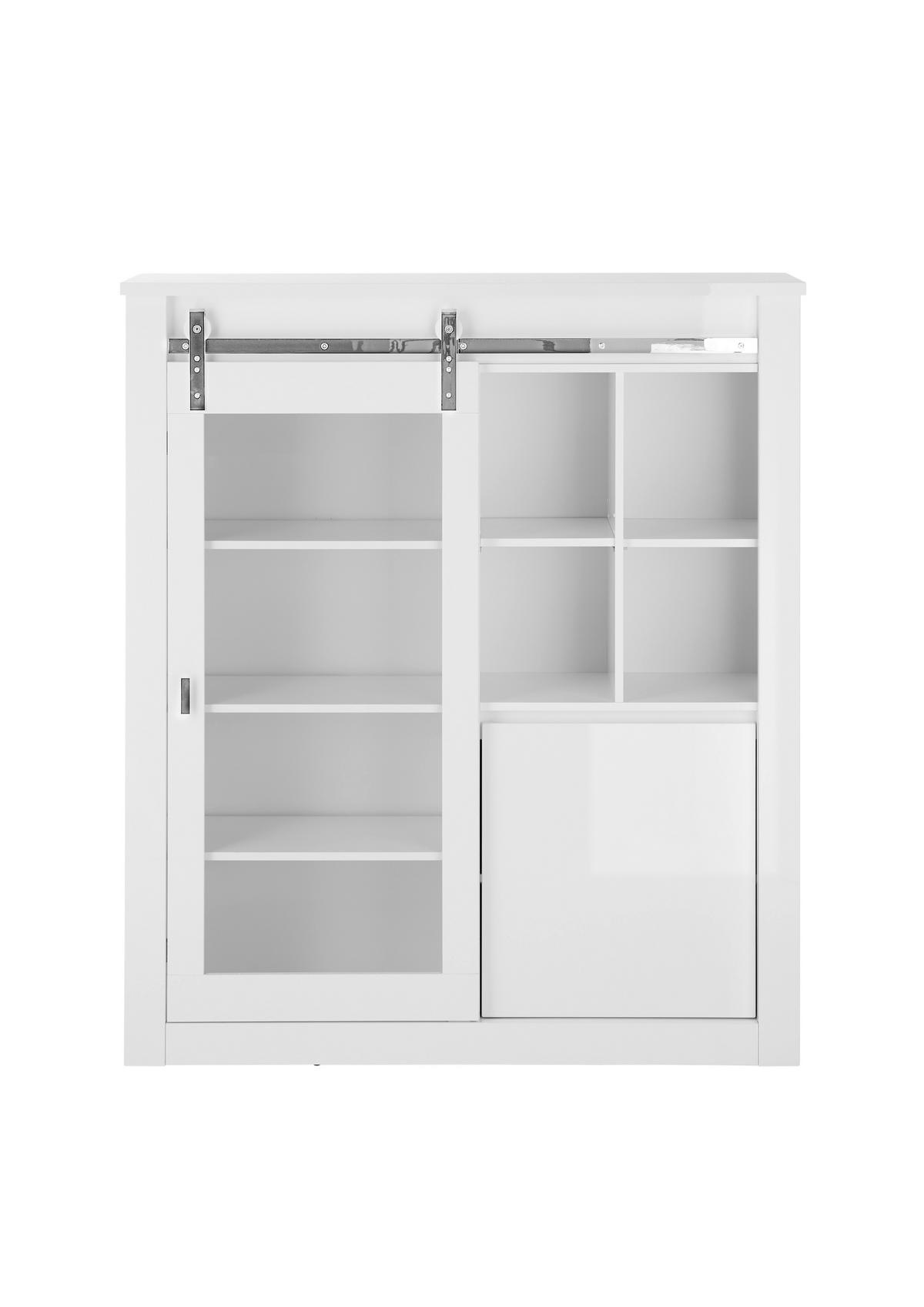 VITRINE Daytona Weiß HG B: 133cm - Weiß Hochglanz/Weiß, Design, Holzwerkstoff (133/152/38cm) - Livetastic