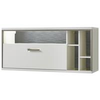 Hängeschrank Trento B: 124 cm Silberfarben/Weiß/Grau - Weiß Hochglanz/Silberfarben, Design, Holzwerkstoff/Metall (124/56/38cm) - Livetastic