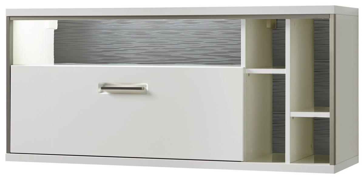 Hängeschrank Trento B: 124 cm Silberfarben/Weiß/Grau - Weiß Hochglanz/Silberfarben, Design, Holzwerkstoff/Metall (124/56/38cm) - Livetastic