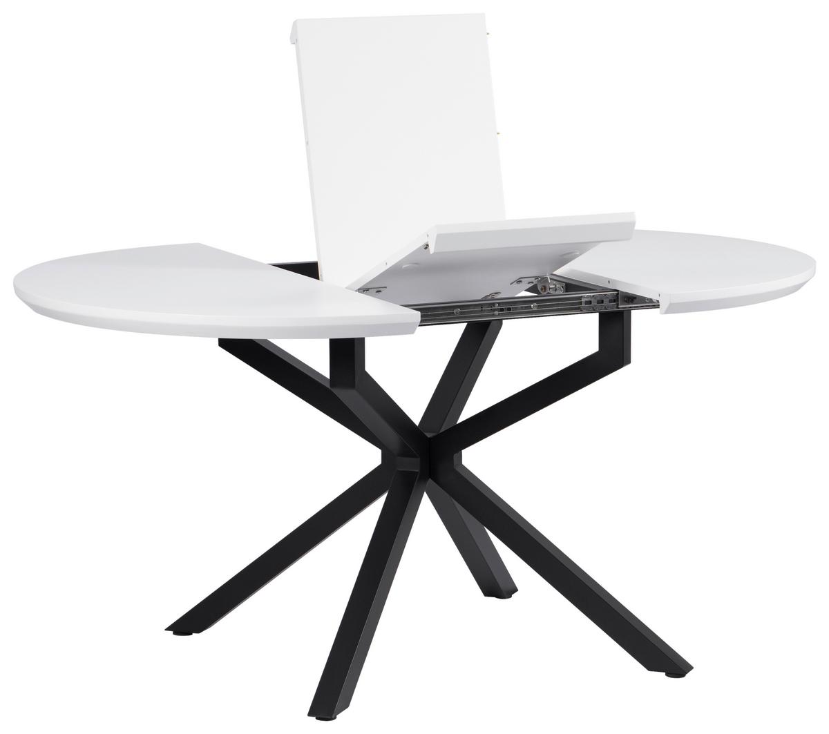 Esstisch Aris Weiß L 108-148 cm - Schwarz/Weiß, MODERN, Holzwerkstoff/Metall (108/148/108/76cm) - Livetastic