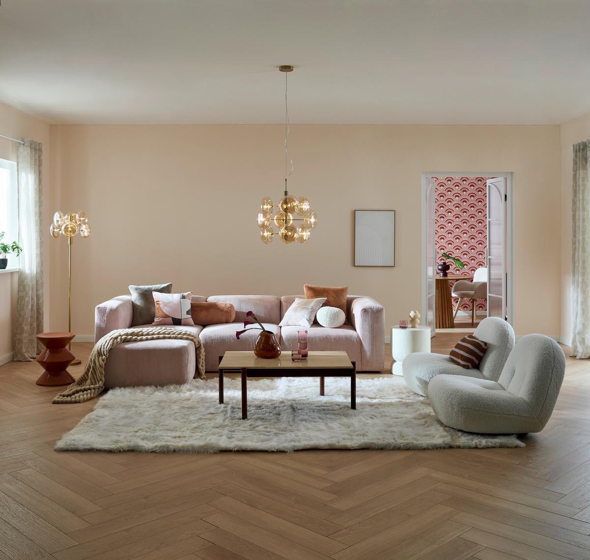 Sofaelement Rosa, Roségold B: 108 cm - Roségold/Schwarz, Design, Textil (108/69/108cm) - MID.YOU