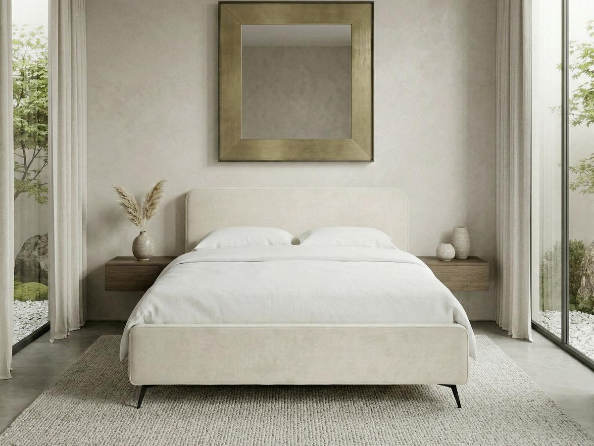 Polsterbett Camila Manila Creme 180x200cm - Creme/Schwarz, MODERN, Holz/Textil (180/200cm) - MID.YOU