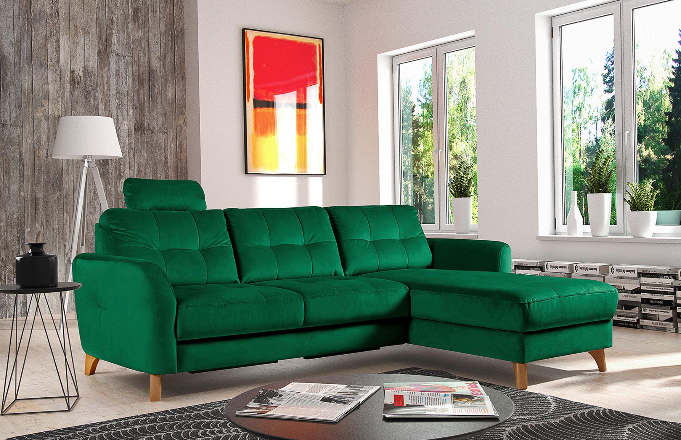 Ecksofa Nordic Dunkelgrün S: 238x168 cm - Dunkelgrün/Buchefarben, Design, Textil (238/168cm) - Livetastic