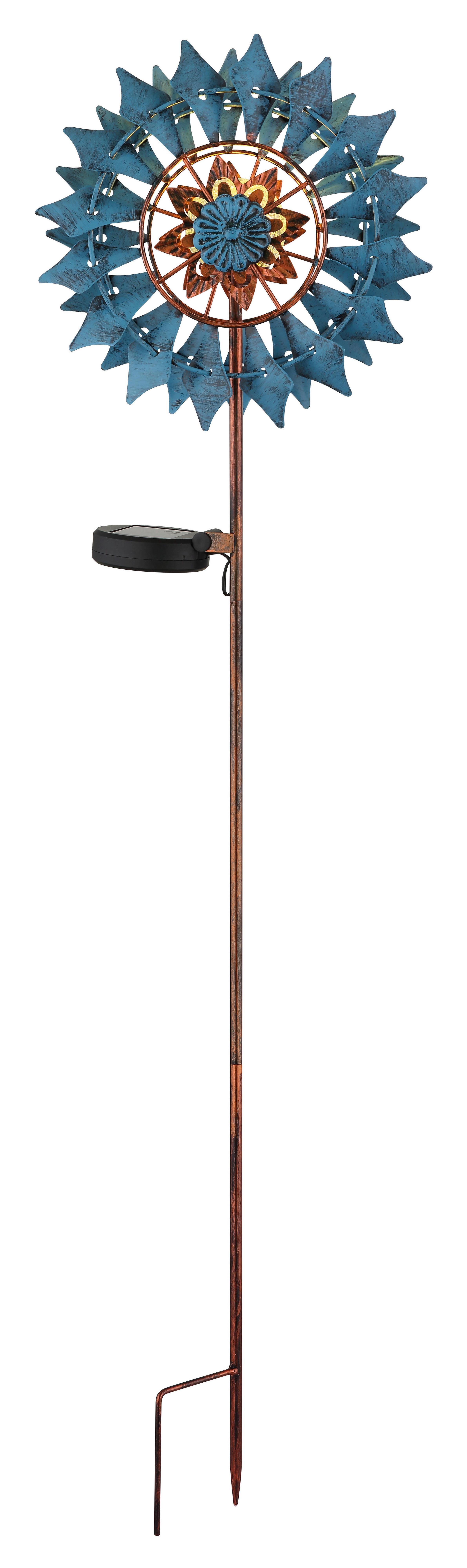 Solarleuchte 3000k, Warmweiß - Blau/Klar, Design, Glas/Metall (22,5/11,5/92cm) - Globo