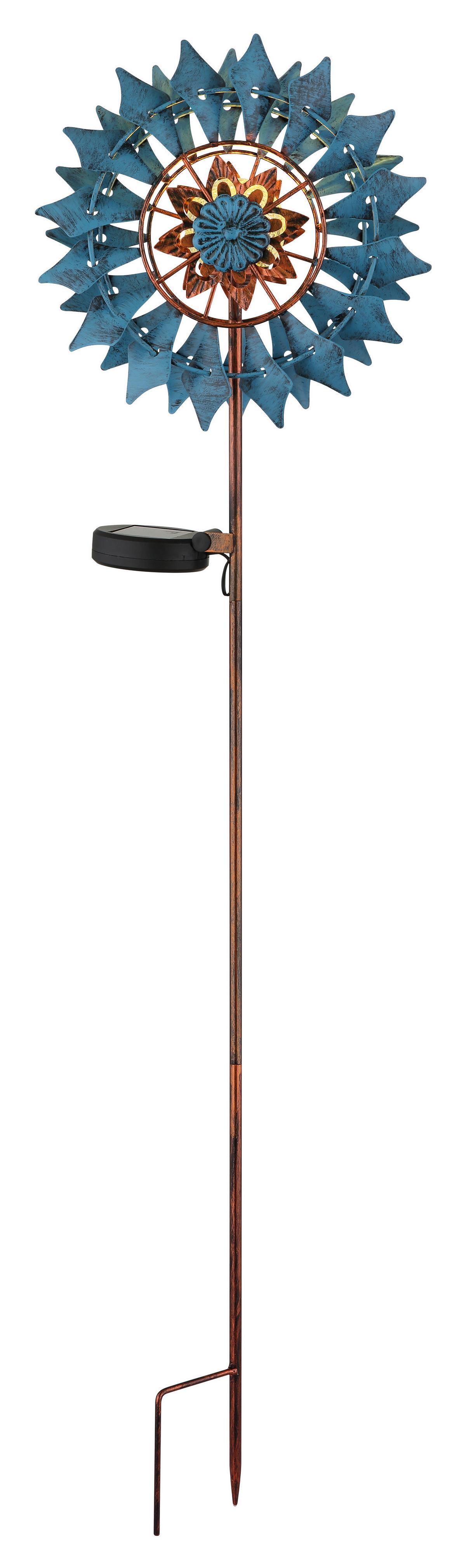 Solarleuchte 3000k, Warmweiß - Blau/Klar, Design, Glas/Metall (22,5/11,5/92cm) - Globo