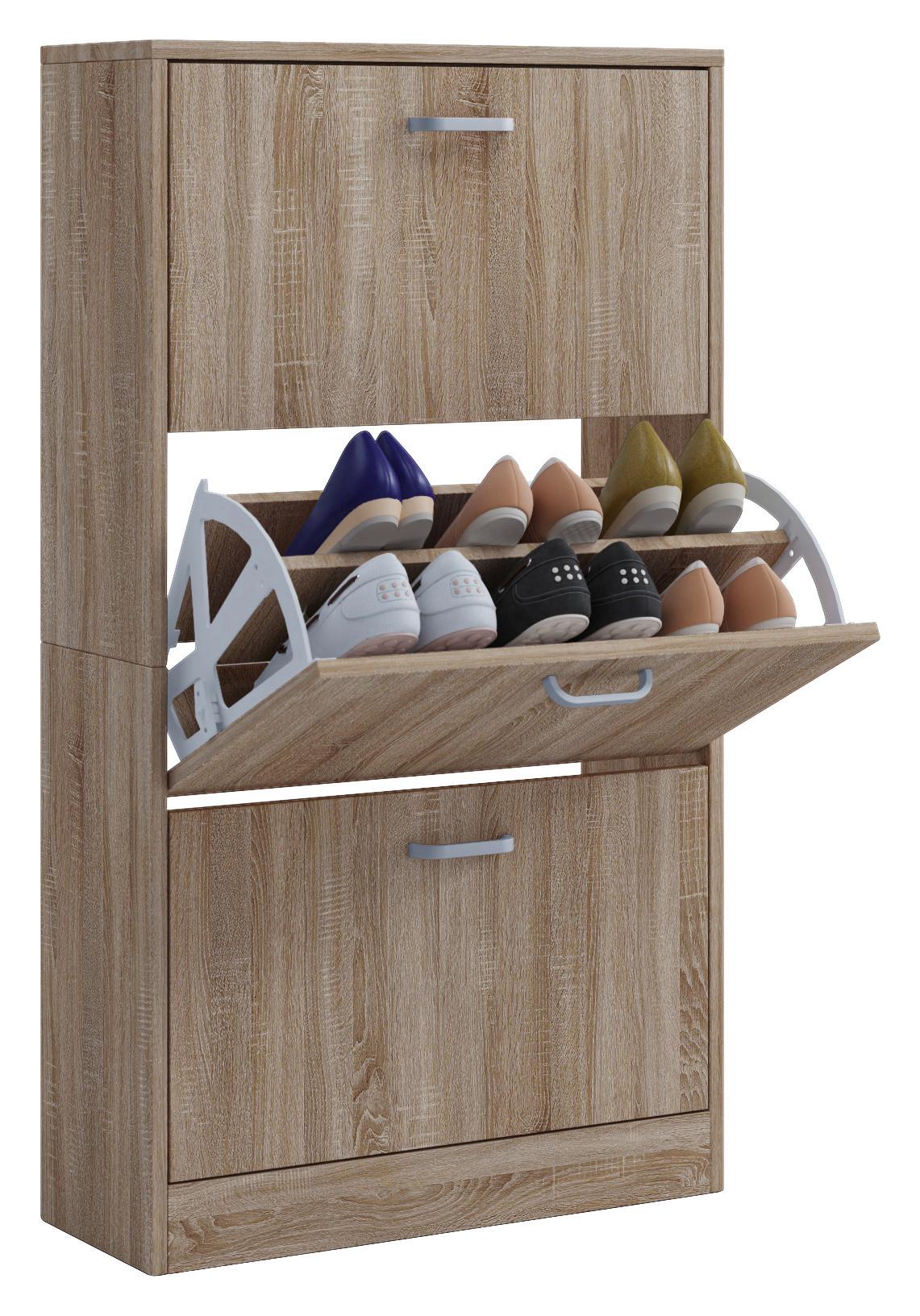 Schuhkipper Sipos 3 Klappen 18 Paar Eichefarben B: 59 Cm - Eichefarben, KONVENTIONELL, Holzwerkstoff (59/105/22cm) - MID.YOU