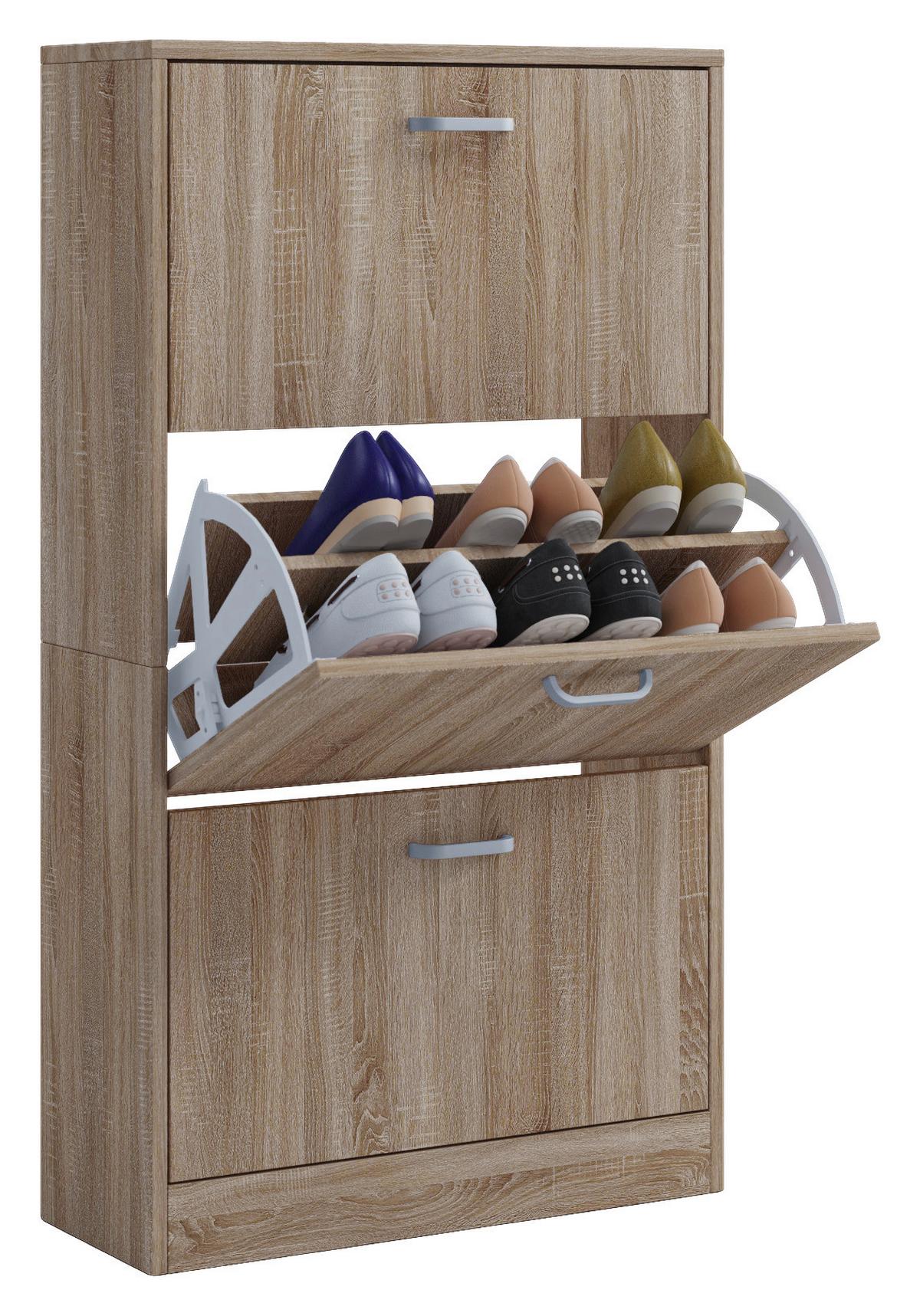 Skrinka na topánky Sipos L š: 59 cm dub sonoma - farba ušľachtilej ocele/farba duba, Konventionell, kompozitné drevo/plast (59/105/22cm) - MID.YOU
