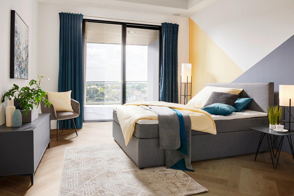 Boxbett mit Topper 120x200 Antonio - Schwarz/Grau, KONVENTIONELL, Holz/Holzwerkstoff (120/200cm) - P & B