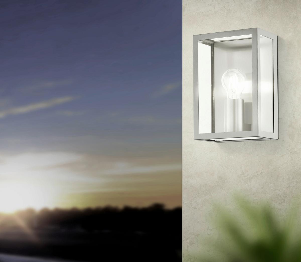 Außenwandleuchte Alamonte 60w Metall Glas, Wandmontage - Klar/Edelstahlfarben, KONVENTIONELL, Glas/Metall (26/17/10cm) - Eglo