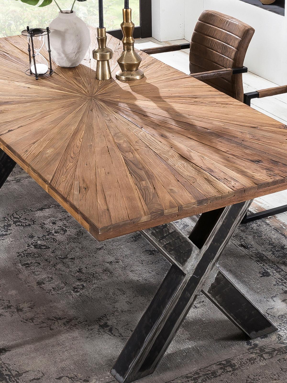 ESSTISCH Schwarz/Naturfarben L: 160cm - Schwarz/Naturfarben, MODERN, Holz/Metall (160/90/76cm) - MID.YOU