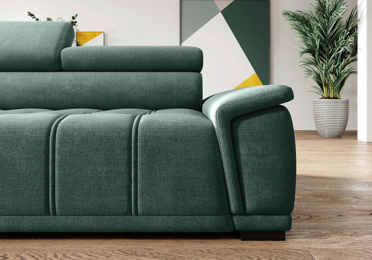 Rohová sedačka GRINALDI, levá, tmavě zelená - černá/tmavě zelená, Moderní, textil/plast (206/283cm) - Premium Living