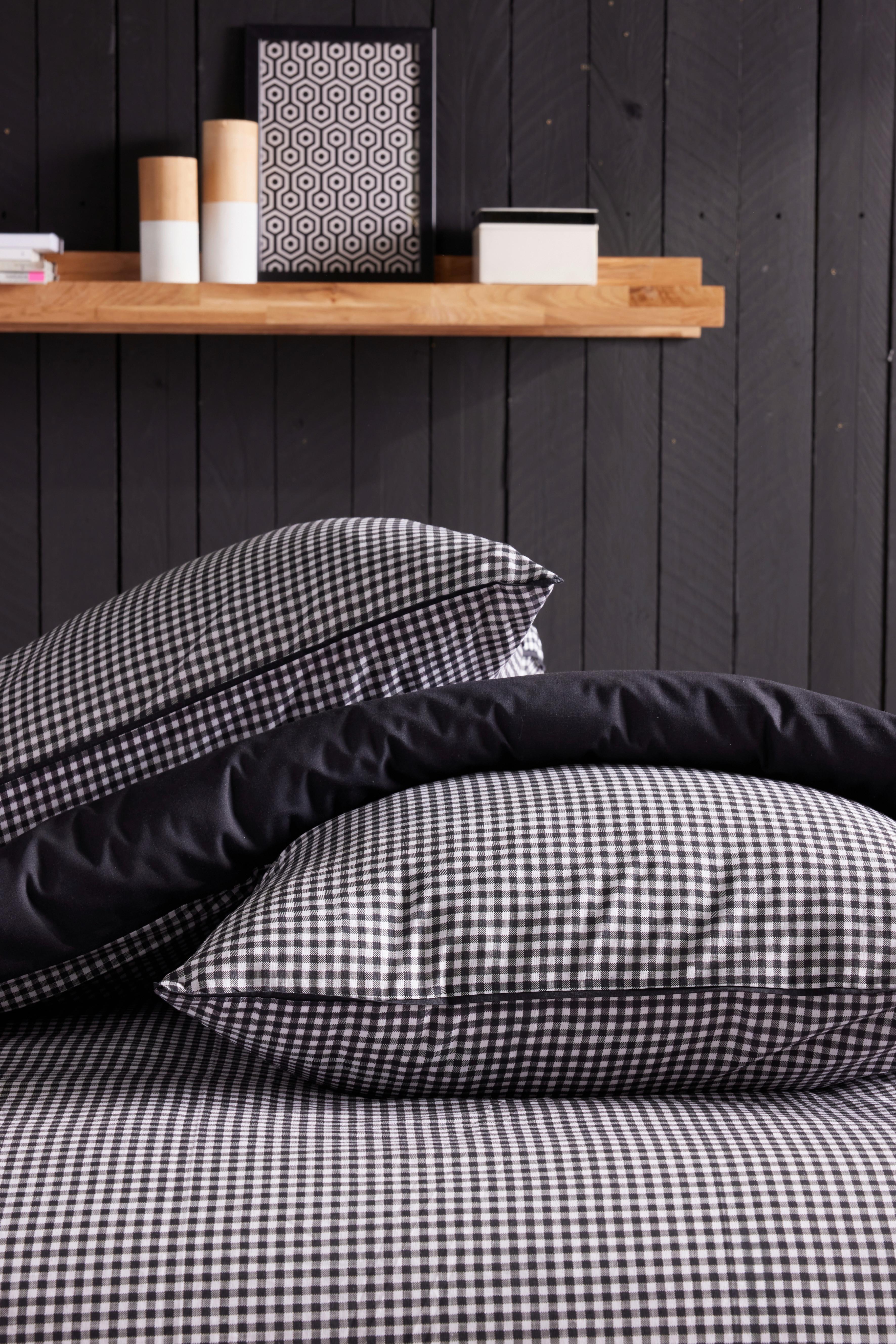 POSTEĽNÁ BIELIZEŇ VICHY XXL - čierna/biela, textil (200/220cm)