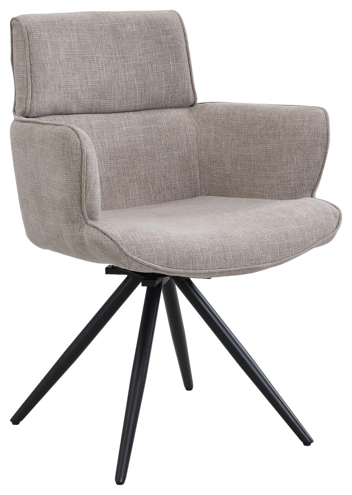 Armlehnstuhl Elis Webstoff Taupe, B: 62 cm - Taupe/Schwarz, KONVENTIONELL, Textil/Metall (62/89/62cm) - Livetastic