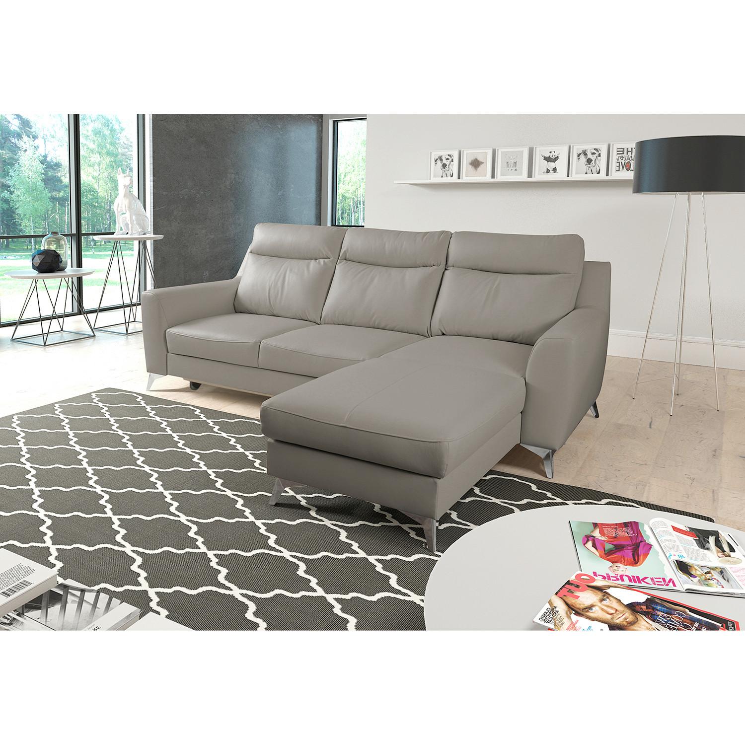 Ecksofa Gio Schlammfarben S: 168x236 Cm - Chromfarben/Schlammfarben, Design, Leder/Textil (236/168cm) - Livetastic