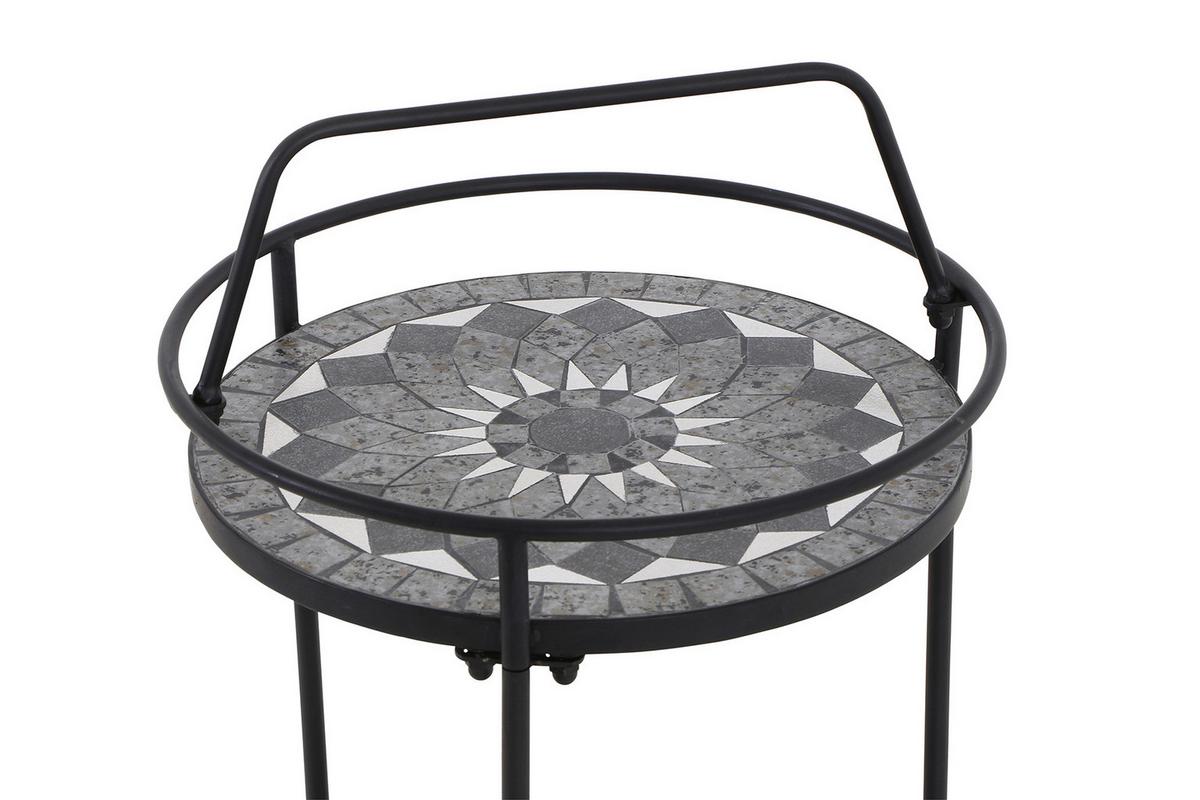 Gartentisch Metall/Keramik L 42 cm - Schwarz, KONVENTIONELL, Keramik/Metall (42/42/74cm) - Siena Garden