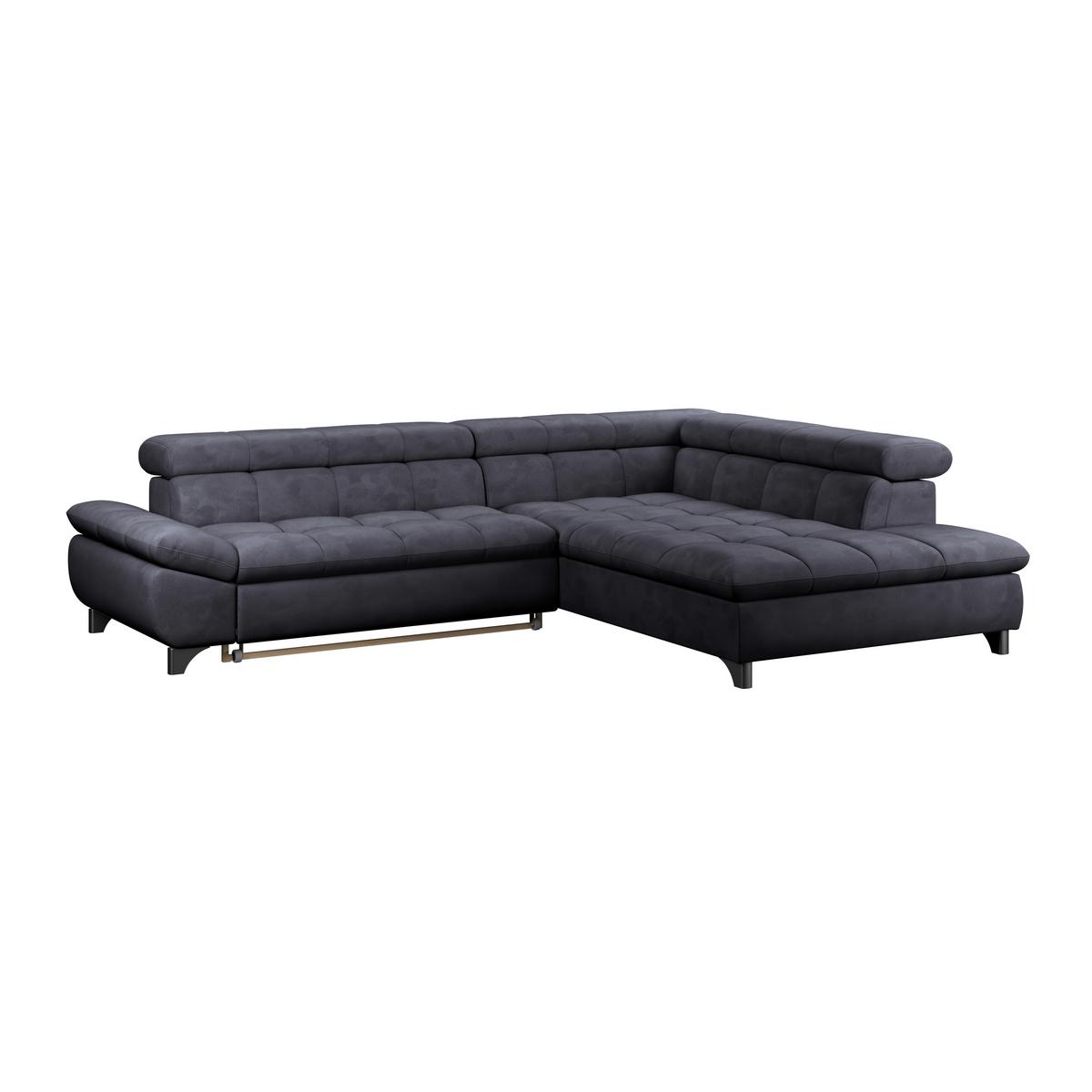 Ecksofa Gemini Dunkelblau, B: 312cm - Chromfarben/Dunkelblau, KONVENTIONELL, Textil (312/234cm)