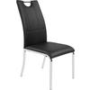 Esszimmerstuhl Mandy Lederlook Schwarz Gepolstert - Chromfarben/Schwarz, KONVENTIONELL, Textil/Metall